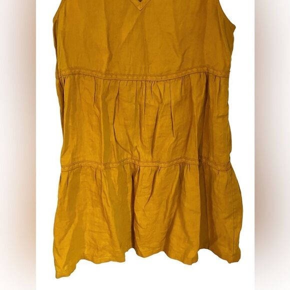 Rachel Zoe Linen Mustard Yellow Tiered Sleeveless Dress - Picture 3 of 4